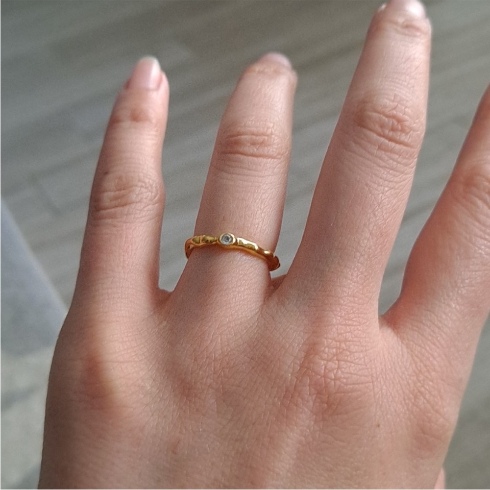 MONICA VINADER 925 sterling silver Gold Vermeil Siren organic wave topaz ring - Picture 5 of 13